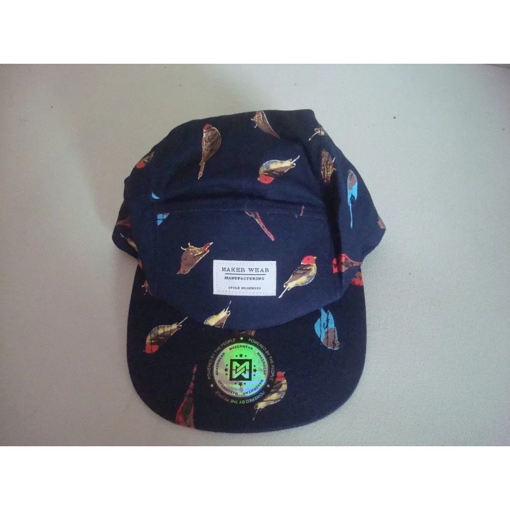 BIRDS MAKERWEAR BIRDCAGE LEATHER STRAPBACK‎ HAT CAP VINTAGE DEADSTOCK A1